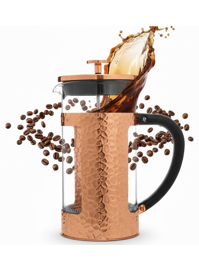 Luxury French Press Coffee Maker 600ml, Copper Finish Borosilicate Glass Coffee Press, Heat Resistant Teapot with Stainless Steel Plunger & Dual Filtration System, BPA-Free Manual Brewer for Coffee & Tea, Easy to Clean Cafetiere, Perfect Gift for Baristas & Coffee Lovers, Durable & Elegant Kitchen Accessory - Image 1